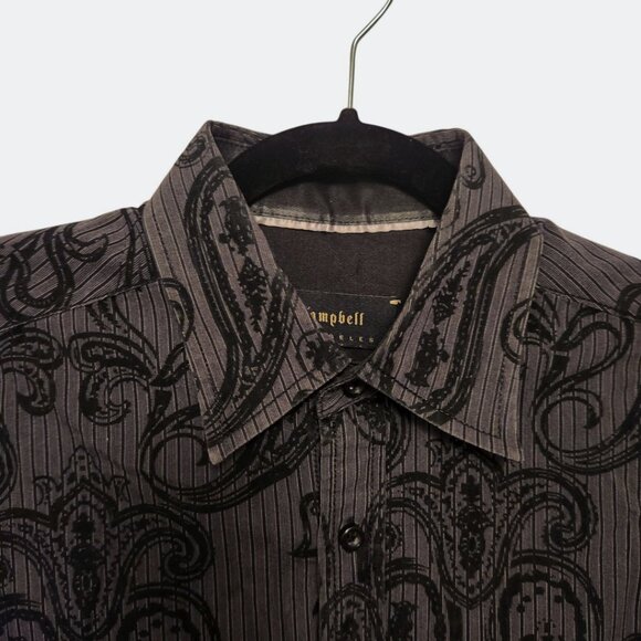 J. Campbell Black Striped Paisley Button Down Shirt Size M - Picture 2 of 10